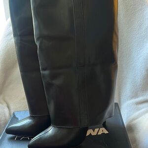 Black Leather Knee-High Boots